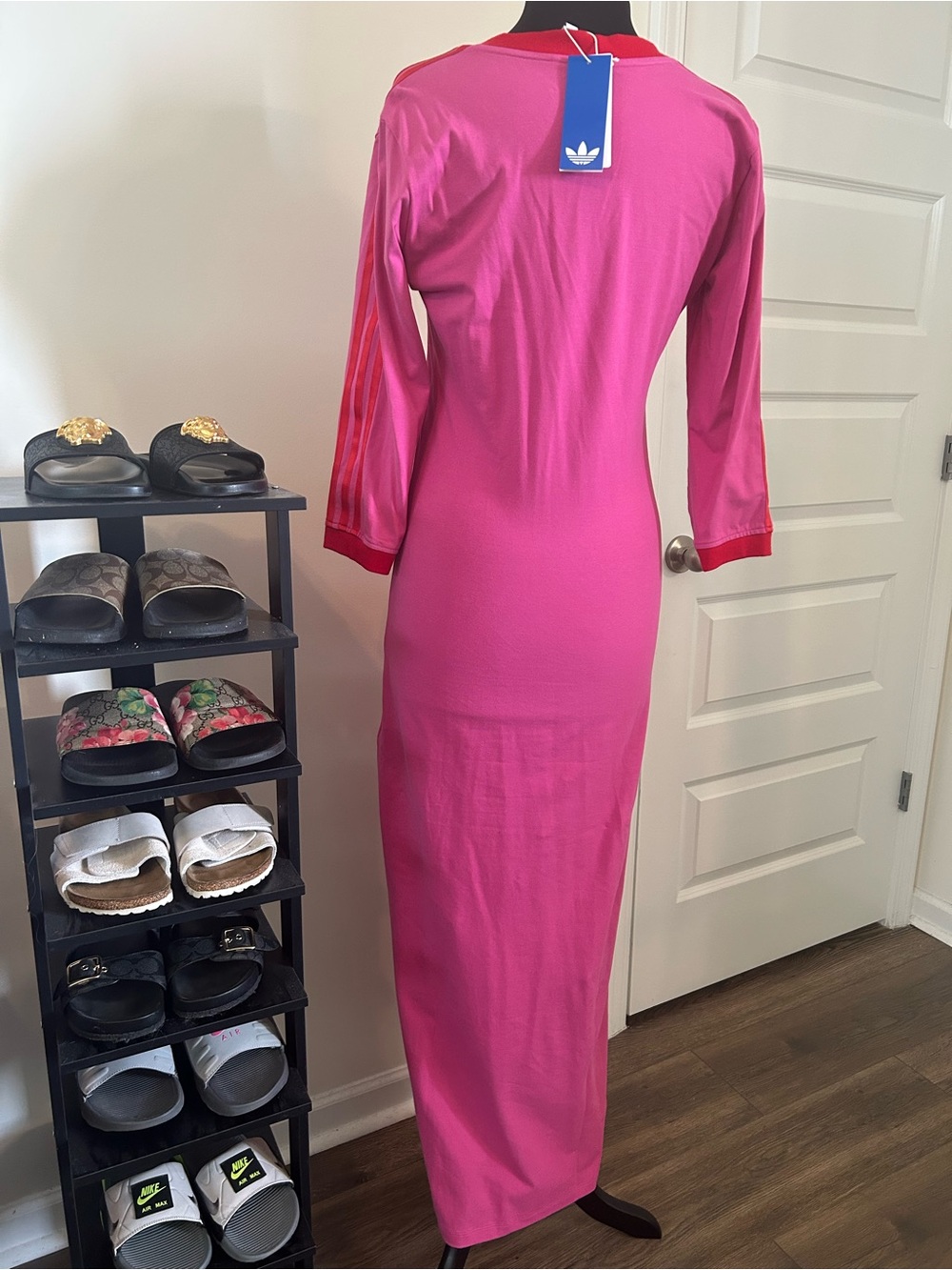 adidas Pink Maxi Dress with Red Trim - Picture 3 of 5